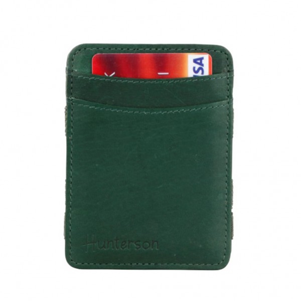 HUNTERSON Magic Coin Wallet RFID Leather Green HU-MW-CP1-RFID-GRE